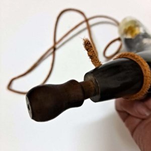 Pirate Gun Powder Horn, Polished and carved - Brown, black, tan, white coloring. - Image 7