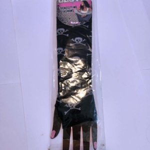 Grey Skull and Crossbones on Fashion Arm Gloves - Image 3