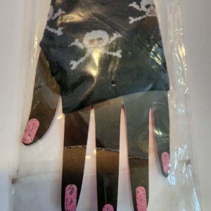 Grey Skull and Crossbones on Fashion Arm Gloves - Image 6