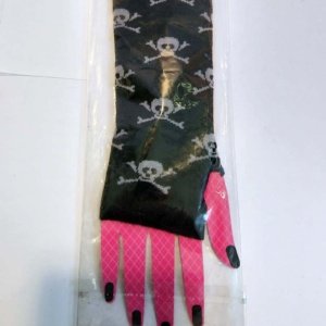 Grey Skull and Crossbones on Fashion Arm Gloves - Image 7