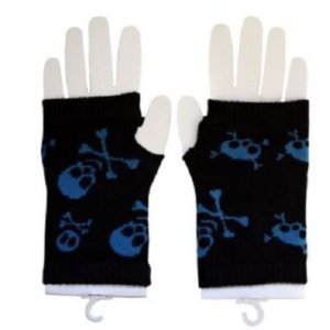 Blue Skull and Bones on Black Fashion Hand Gloves - Image 5