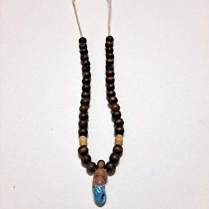 Hand-made Half wood beaded necklace with Dark haired mermaid - Image 3