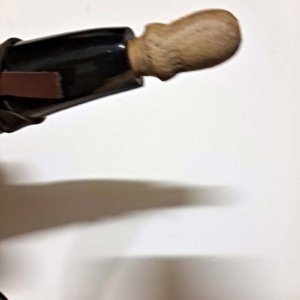 Medium Straight White/Tan/Brown Powder Horn - Image 7