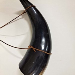 Extra Large, Black and Tan Viking Drinking Horn XL02 - Image 2