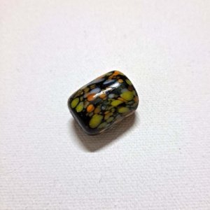 Viking Grave Clay Bead - Replica, Black with Mottled Colors, Barrel Shape, Shiny - Image 2
