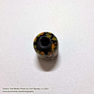 Viking Grave Clay Bead - Replica, Black with Mottled Colors, Barrel Shape, Shiny - Image 3