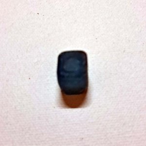 Viking Grave Glass Bead - Replica, Dark Aquamarine Blue Round - Image 3
