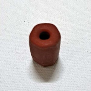 Viking Grave Glass Beads - Replica, Orange Red Rough Facet Barrel - Image 3