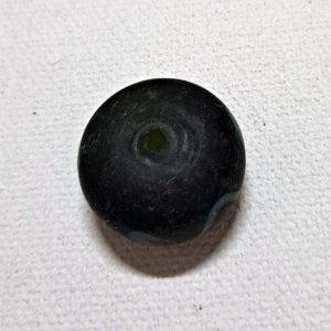 Viking Grave Glass Beads - Replica, Dark Blue Round Bead with light blue wavy line - Image 2