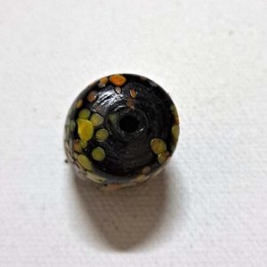 Viking Grave Clay Bead - Replica, Black with Mottled Colors, Barrel Shape, Shiny - Image 5