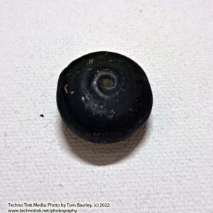 Viking Grave Clay Bead - Replica, Orange with wavy  star yellow lines, Round - Image 3
