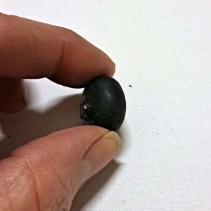 Viking Grave Clay Bead - Replica, Black with Orange/Yellow Wavey Line, Round - Image 2