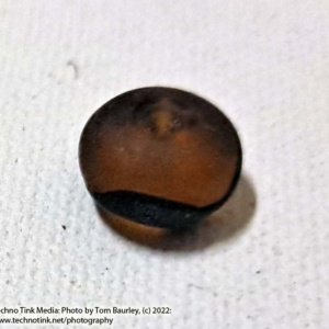 Viking Grave Glass Bead - Replica, Amber Yellow with Black band Oval - Image 4
