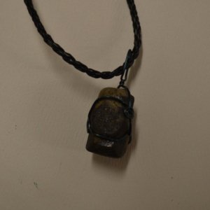 Wire wrapped Staurolite Cross - Large Necklace, Black braided cord - Image 4