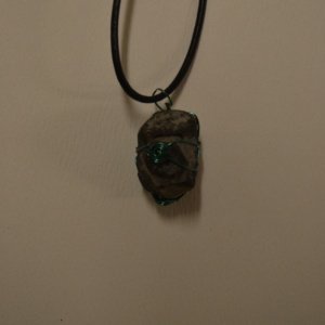 Wire wrapped Staurolite X - Large Necklace, Black cord - Image 4