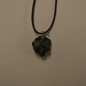 Wire wrapped Staurolite X - Large Necklace, Black cord - Image 5