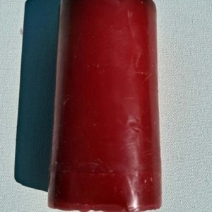 Medium rose geranium or patchouli red scented candle - Image 4