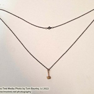 Thor Hammer Charm, 3-D Antique Gold Color 9x25mm - Image 6