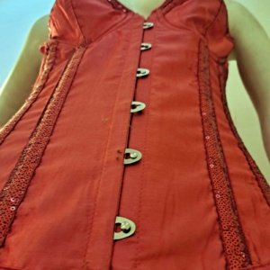 Medium Shiny Red Corsette with ribbon and clasps - Image 3