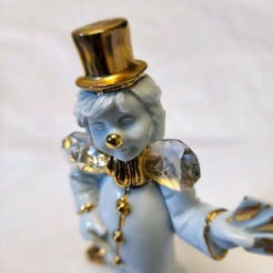Vintage Capodimote Limoges Mime Clown Figurine, Glazed Ceramic/Porcelain Swarovski Crystal 24k gold - Image 3