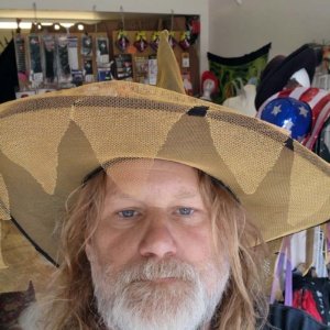 Orange netting over black witch hat - Image 3