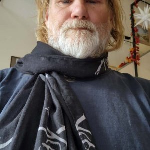 Grey/White Skull Crossbones Black Gauze Scarf - Image 5