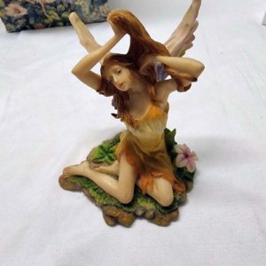 Summit Collection Seated Fairy Girl Playing with Hair Figurine (Damaged) - Image 4