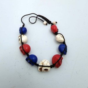 Small Red, White, and Blue Magnesite bead adjustable bracelet - Image 2