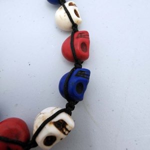 Small Red, White, and Blue Magnesite bead adjustable bracelet - Image 4