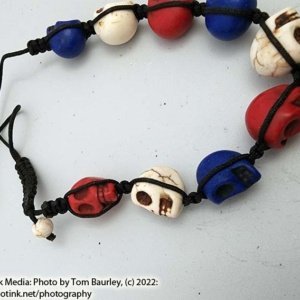 Small Red, White, and Blue Magnesite bead adjustable bracelet - Image 6