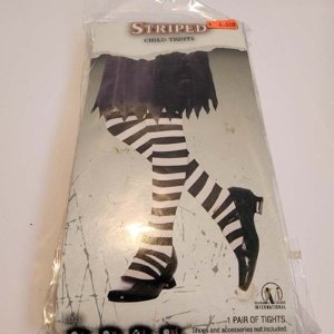 White and Black Striped Adult Tights - Image 5