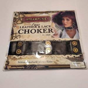 Steampunk Faux Leather and Lace Choker for adults - Image 2