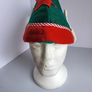 Green Felt Elf Hat with Red Trim and Star - Image 4