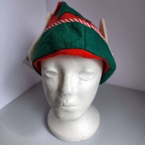 Red Felt Elf Hat with Green Trim and Star - Image 6