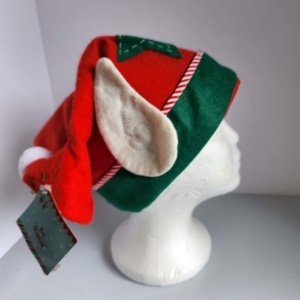 Red Felt Elf Hat with Green Trim and Star - Image 7