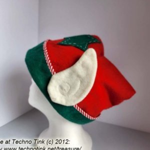 Red Felt Elf Hat with Green Trim and Star - Image 9