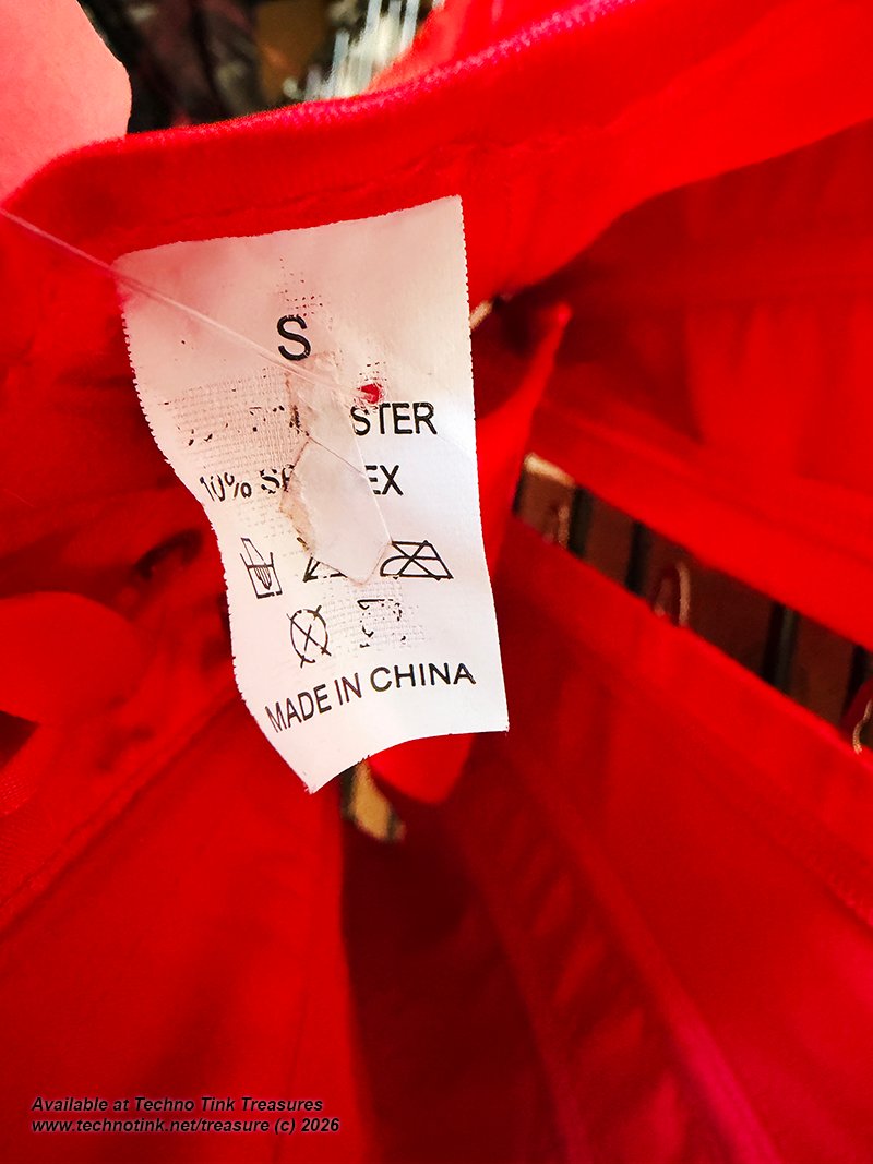 Small Shiny Red Corsette with ribbon and clasps - Image 11