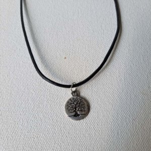 Large Double sided Tree of Life Pendant on braided black leather necklace with clasp - Image 3