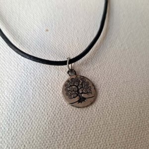 Large Double sided Tree of Life Pendant on braided black leather necklace with clasp - Image 4