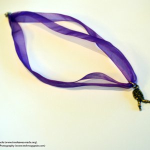 Pewter hanging zombie Pendant on Purple Ribbon Choker - Image 2
