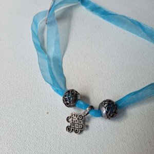 Blue Ribbon Choker with Rosicrucian Cross and Cross Balls - Image 5
