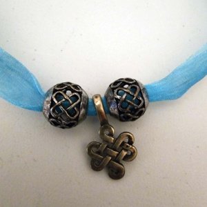 Blue Ribbon Choker with Rosicrucian Cross and Cross Balls - Image 10