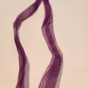 Bronze colored Leaf Pendant on Purple Ribbon Choker - Image 7