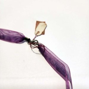 Bronze colored Leaf Pendant on Purple Ribbon Choker - Image 18