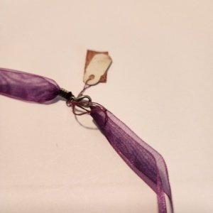Bronze colored Leaf Pendant on Purple Ribbon Choker - Image 9
