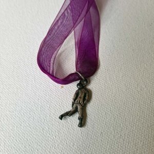 Pewter hanging zombie Pendant on Purple Ribbon Choker - Image 6