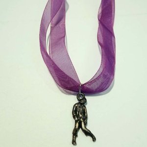 Pewter hanging zombie Pendant on Purple Ribbon Choker - Image 11
