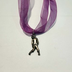 Pewter hanging zombie Pendant on Purple Ribbon Choker - Image 12