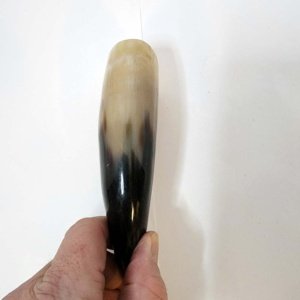 Small tan-black Steer Viking Drinking Horn 6.5-8 inches - Image 5