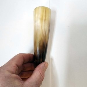 Small tan-black Steer Viking Drinking Horn 6.5-8 inches - Image 13